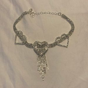 Triple heart rhinestone anklet